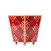 Ho Ho Enameled Square Cachepot Planter - Red