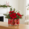 Ho Ho Enameled Quatrefoil Cachepot Planter 4x9 - Red