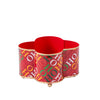 Ho Ho Enameled Quatrefoil Cachepot Planter 4x9 - Red