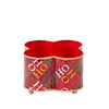 Ho Ho Enameled Quatrefoil Cachepot Planter 4x9 - Red