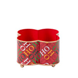 Ho Ho Enameled Quatrefoil Cachepot Planter 4x9 - Red