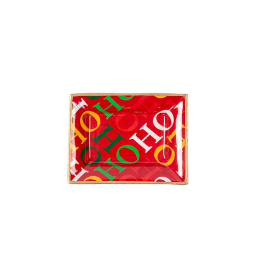 Ho Ho Enameled Landry Jewelry Tray - Red