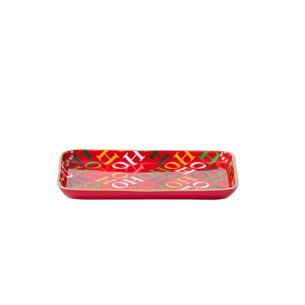 Ho Ho Enameled Parlor Tray - Red