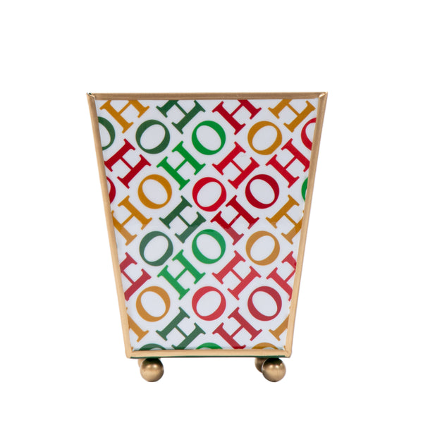 Ho Ho Enameled Square Cachepot Planter - White