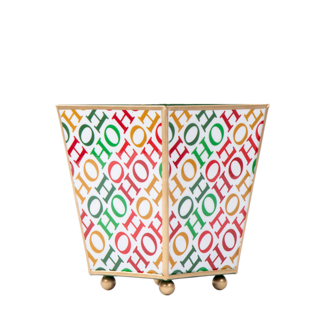 Ho Ho Enameled Square Cachepot Planter - White