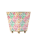 Ho Ho Enameled Square Cachepot Planter - White