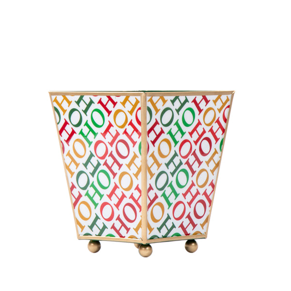 Ho Ho Enameled Square Cachepot Planter - White