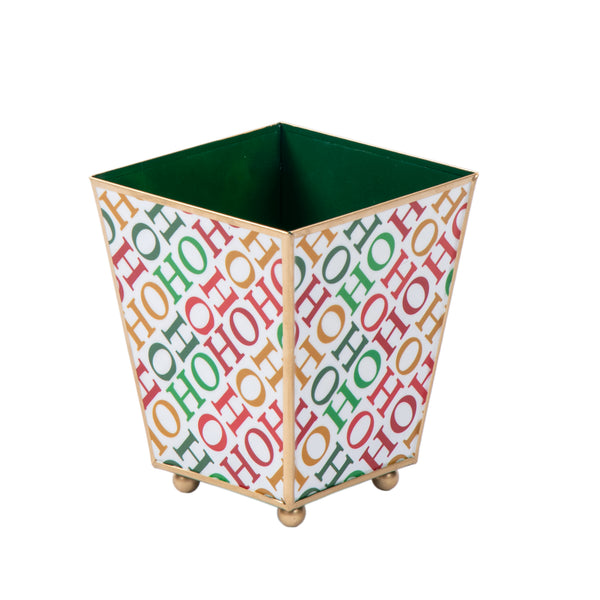 Ho Ho Enameled Square Cachepot Planter - White