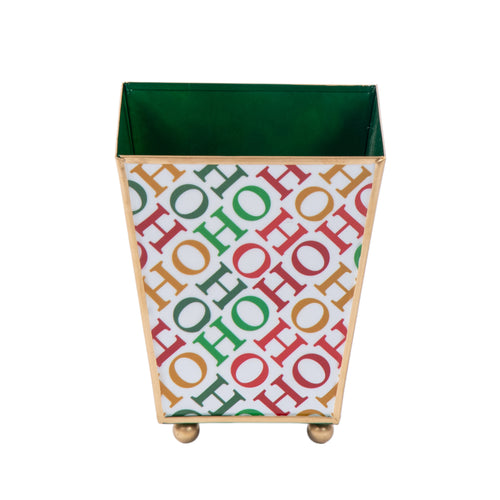 Ho Ho Enameled Square Cachepot Planter - White