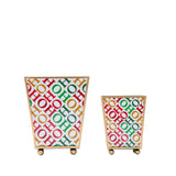 Ho Ho Enameled Square Cachepot Planter - White