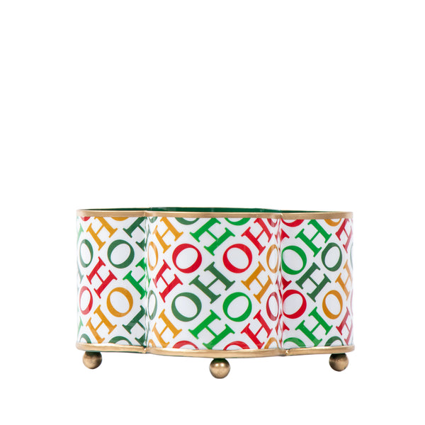 Ho Ho Enameled Quatrefoil Cachepot Planter 4x9 - White