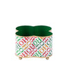 Ho Ho Enameled Quatrefoil Cachepot Planter 4x9 - White