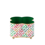 Ho Ho Enameled Quatrefoil Cachepot Planter 4x9 - White