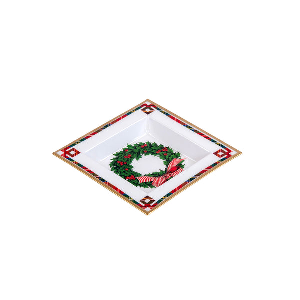 Red Wreath Enameled Tori Trinket Tray