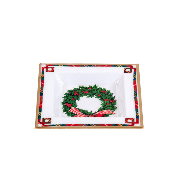 Red Wreath Enameled Tori Trinket Tray