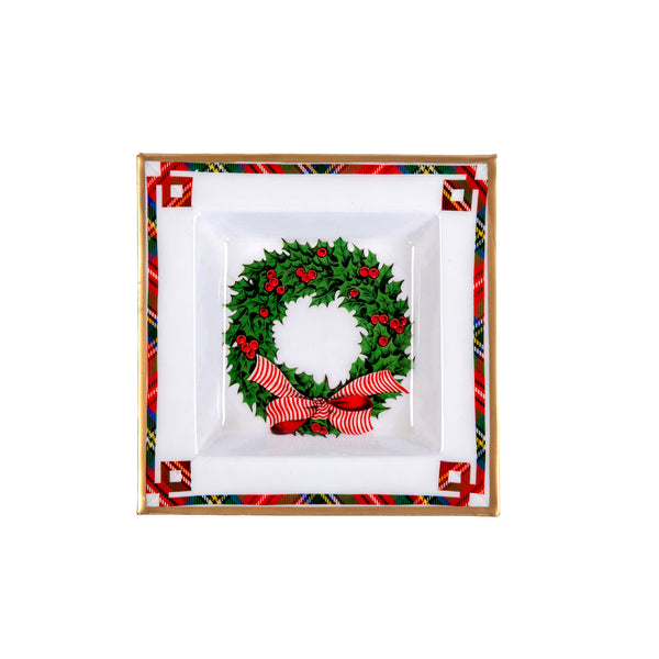 Red Wreath Enameled Tori Trinket Tray