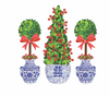 Christmas Topiaries Enameled Chang Mai Tray 10x14