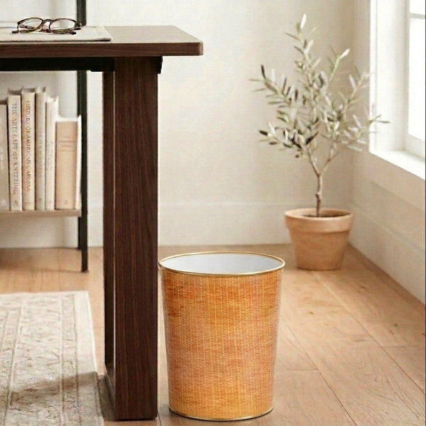 Rattan Oval Wastebasket
