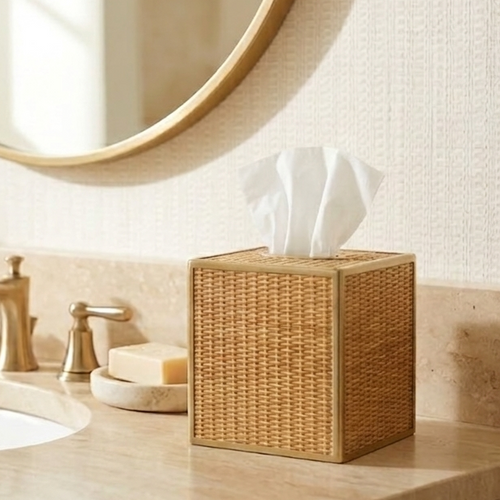 Rattan Enameled Tissue Box Cover