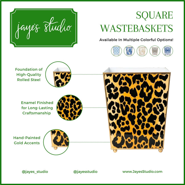 Leopard Spots Enameled Wastebasket