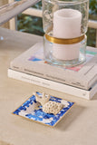 Ink Blot Enameled Tori Trinket Tray - White & Blue