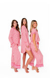 Ticking Stripe Luxe Sateen Full Pajama Set - Red