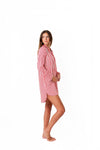 Ticking Stripe Luxe Sateen Sleep Shirt - Red