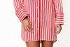 Ticking Stripe Luxe Sateen Sleep Shirt - Red