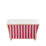 Classic Stripe Enameled Fluted Rectangle Cachepot