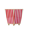 Classic Stripe Enameled Square Cachepot Planter