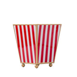 Classic Stripe Enameled Square Cachepot Planter