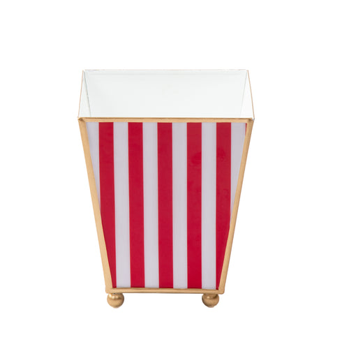 Classic Stripe Enameled Square Cachepot Planter