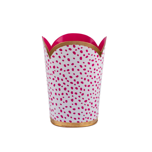 Spot-On Hand Painted Tulip Wastebasket White & Pink
