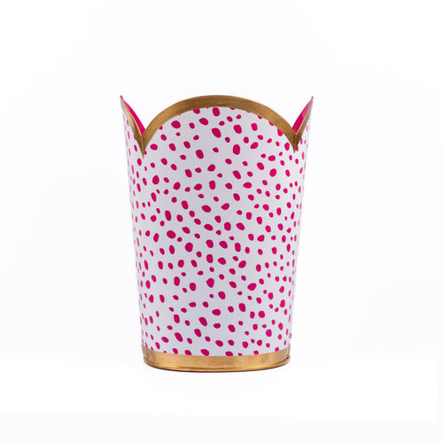 Spot-On Hand Painted Tulip Wastebasket White & Pink
