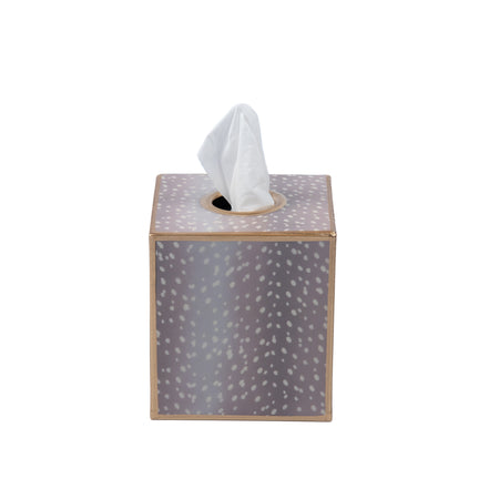 Kyoto Pagoda Enameled Square Wastebasket - Taupe & White