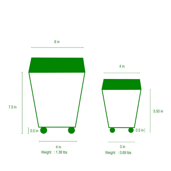 Clarabelle Enameled Square Cachepot Planter - Green