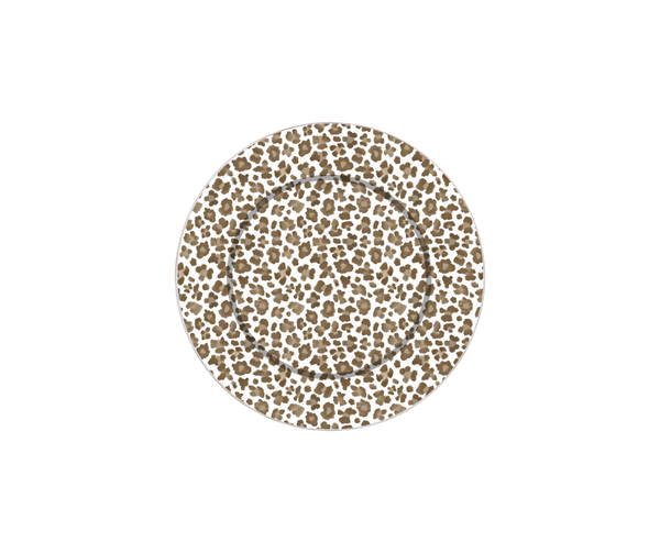 Cream Leopard Enameled Charger (4pk) - Cream & Brown