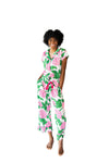 Ophelia Luxe Sateen Capri Pajama Set - Pink & Green