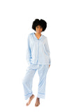 Ticking Stripe Luxe Sateen Full Pajama Set - Blue