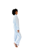 Ticking Stripe Luxe Sateen Full Pajama Set - Blue