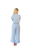 Ticking Stripe Luxe Sateen Capri Pajama Set - Blue