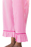Ticking Stripe Luxe Sateen Capri Pajama Set - Pink