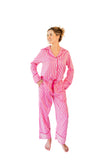 Ticking Stripe Luxe Sateen Full Pajama Set - Pink