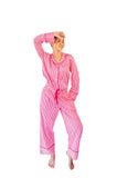 Ticking Stripe Luxe Sateen Full Pajama Set - Pink
