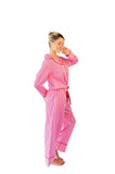 Ticking Stripe Luxe Sateen Full Pajama Set - Pink