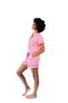 Ticking Stripe Luxe Ruffled Pajama Summer Set - Pink
