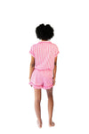 Ticking Stripe Luxe Ruffled Pajama Summer Set - Pink