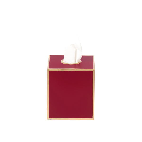 Mattie Square Tissue Box Cover - Oxblood Red
