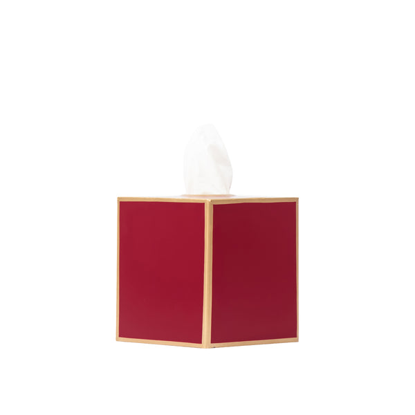 Mattie Square Tissue Box Cover - Oxblood Red