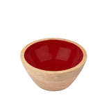 Snack Bowls That Outshine the Snacks - Set of 2 Wooden Enameled Snack Bowls - Red